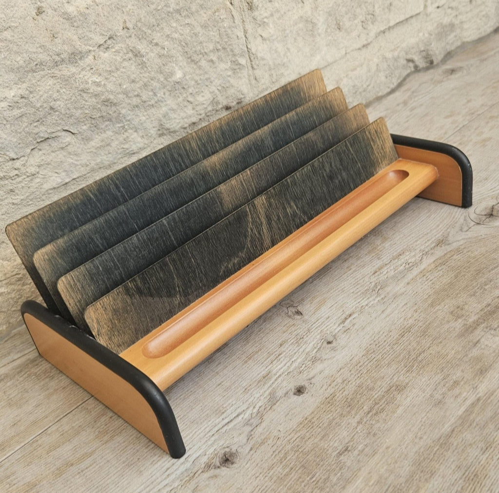 Midcentury Italian Wood Letter rack Giorgio Pizzitutti Designer Stylish Minimalist Decor