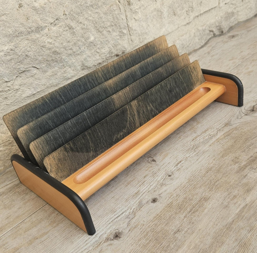 Midcentury Italian Wood Letter rack Giorgio Pizzitutti Designer Stylish Minimalist Decor