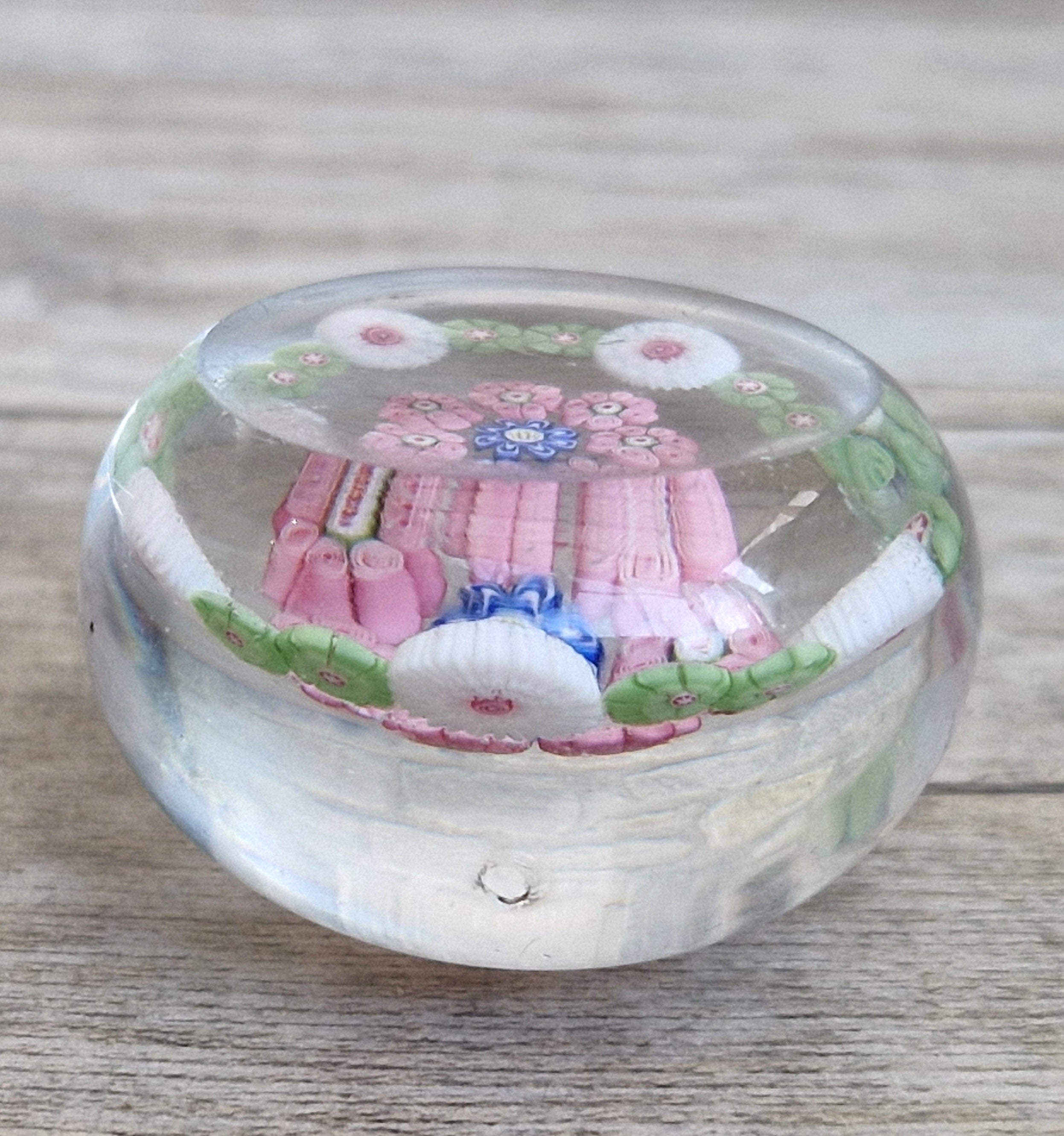 Antique Clichy Miniature Spaced Millefiori Glass Paperweight – c.1850 – 4.6cm Bruised