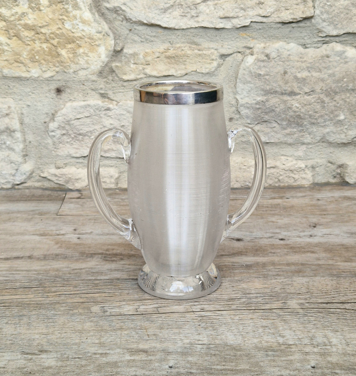 Antique Victorian Stevens & Williams Threaded Glass Twin Handled Vessel c.1900
