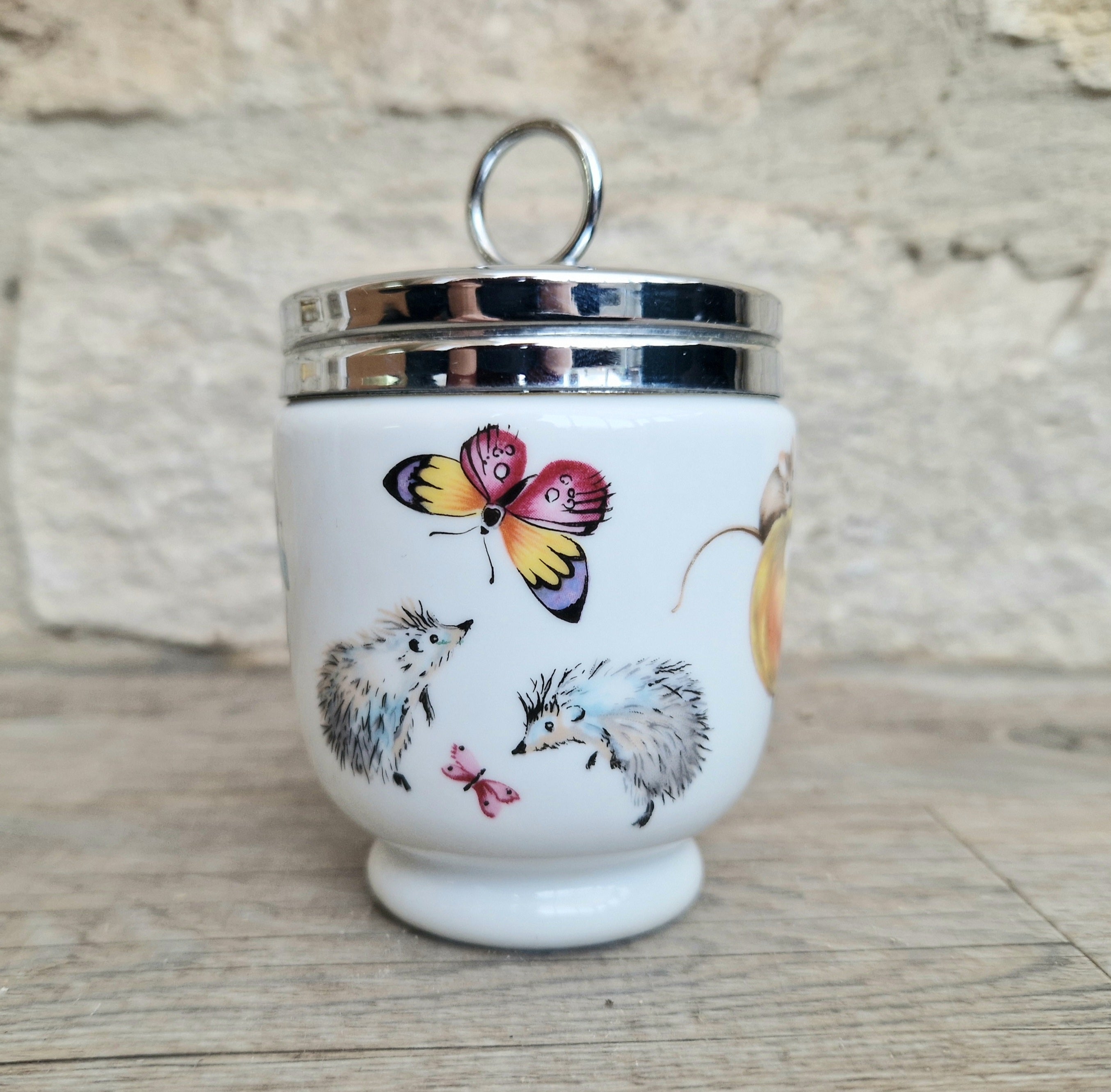 Vintage Royal Worcester Double Egg Coddler A Skipperty Tale Bunny & Bee Made in England