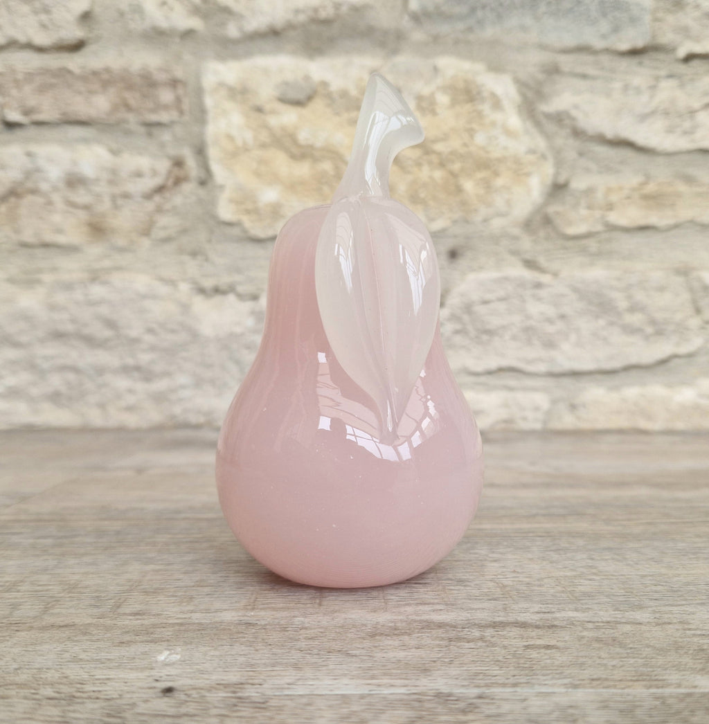 Pink Murano Glass Pear Ornament Archimede Seguso Alabastro Opaline 1950's Vintage Rare