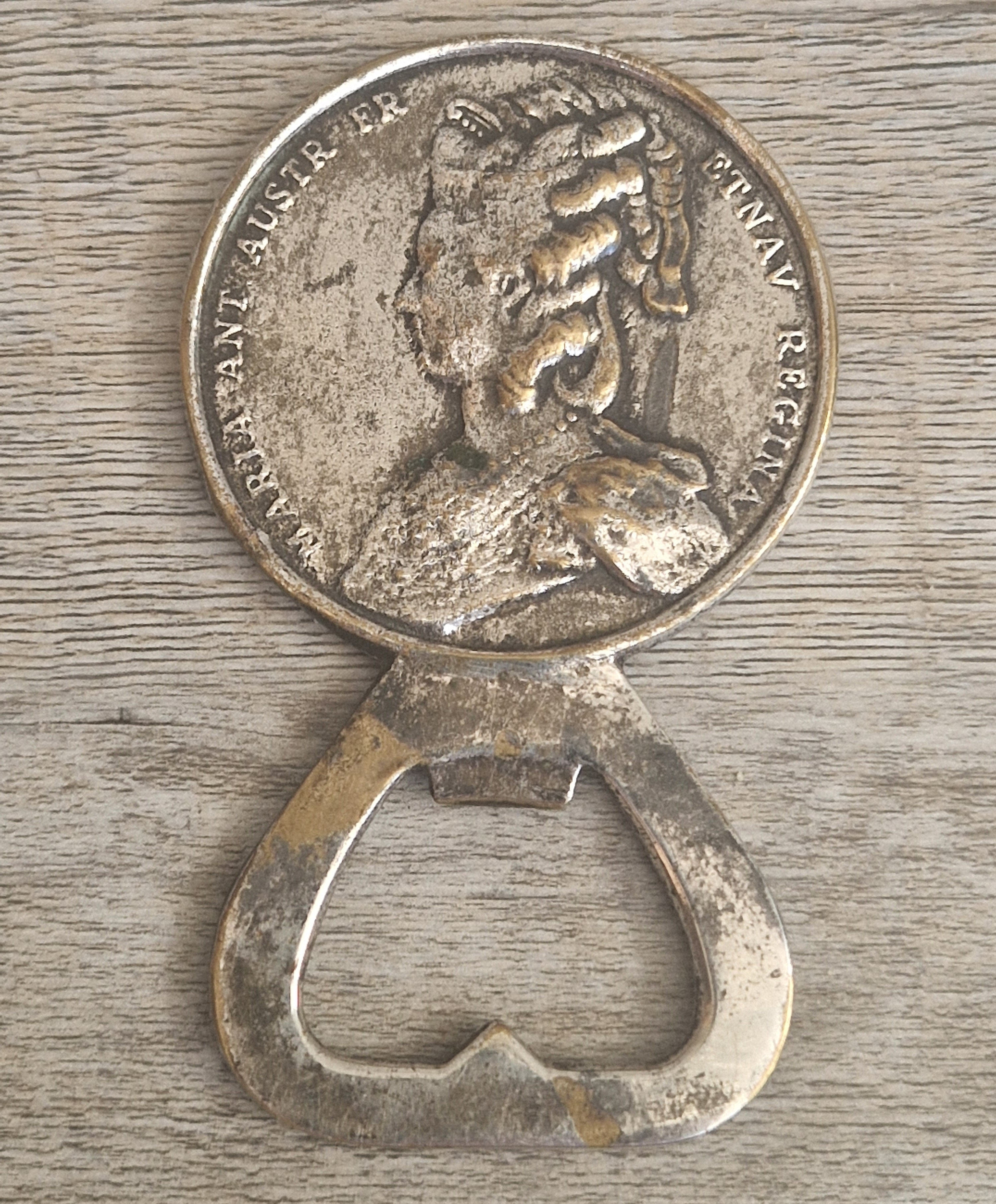 Vintage Silver Plated Brass Louis XVI Marie Antoinette Coin Bottle Opener 8.1cm
