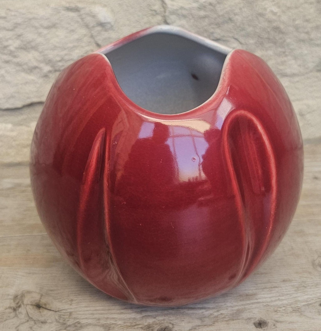 Vintage Art Deco Style Globe Vase Cerise Tulip Vase Made in England