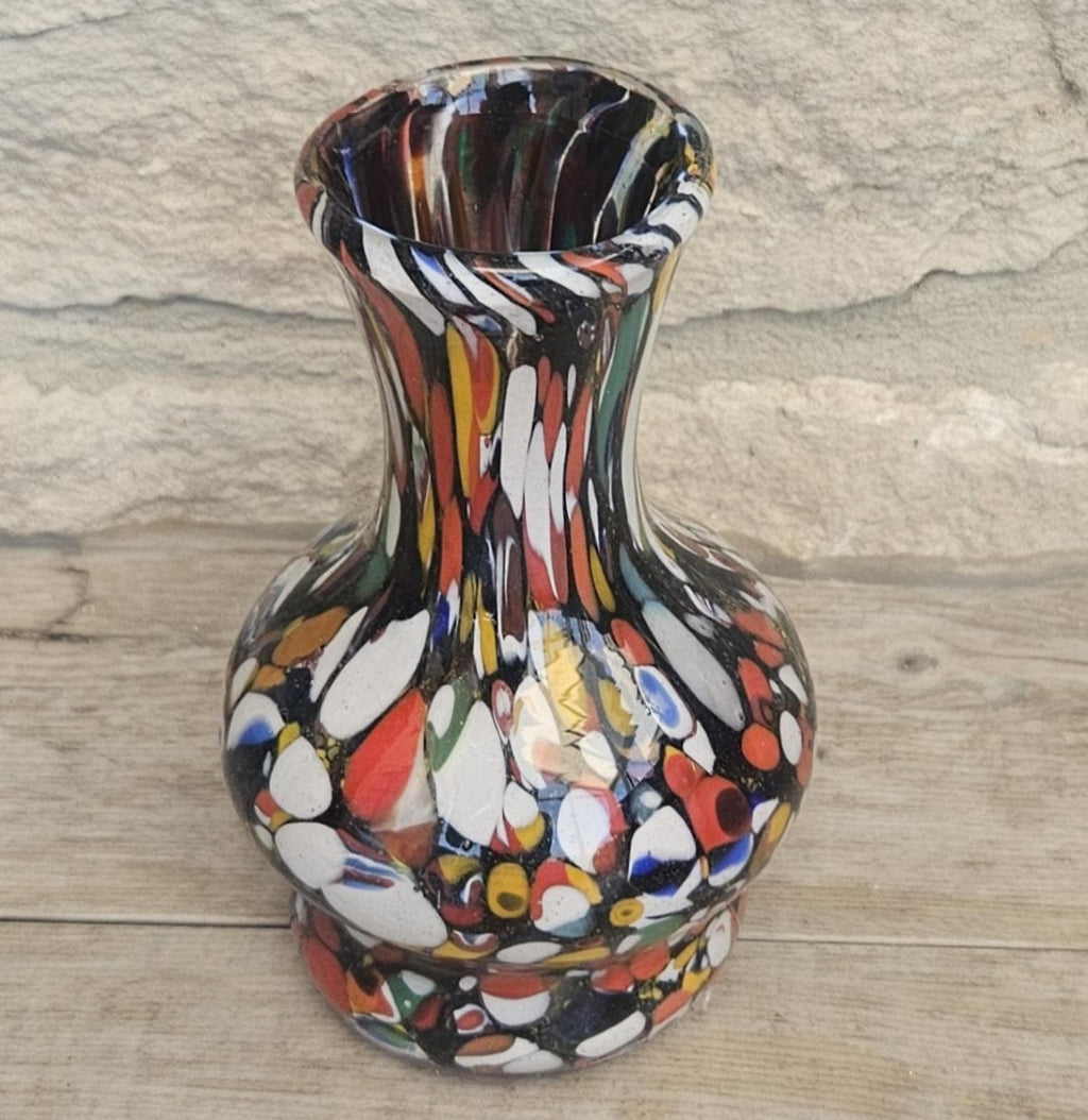 Vintage Italian Fratelli Toso Murano Vase 13cm Tall Multicoloured Hand Blown