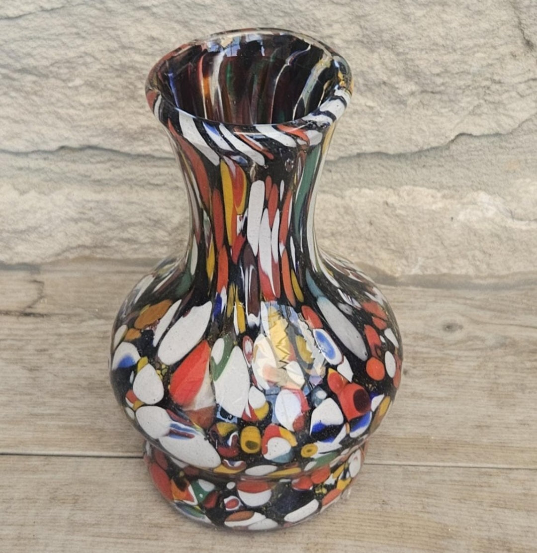Vintage Italian Fratelli Toso Murano Vase 13cm Tall Multicoloured Hand Blown