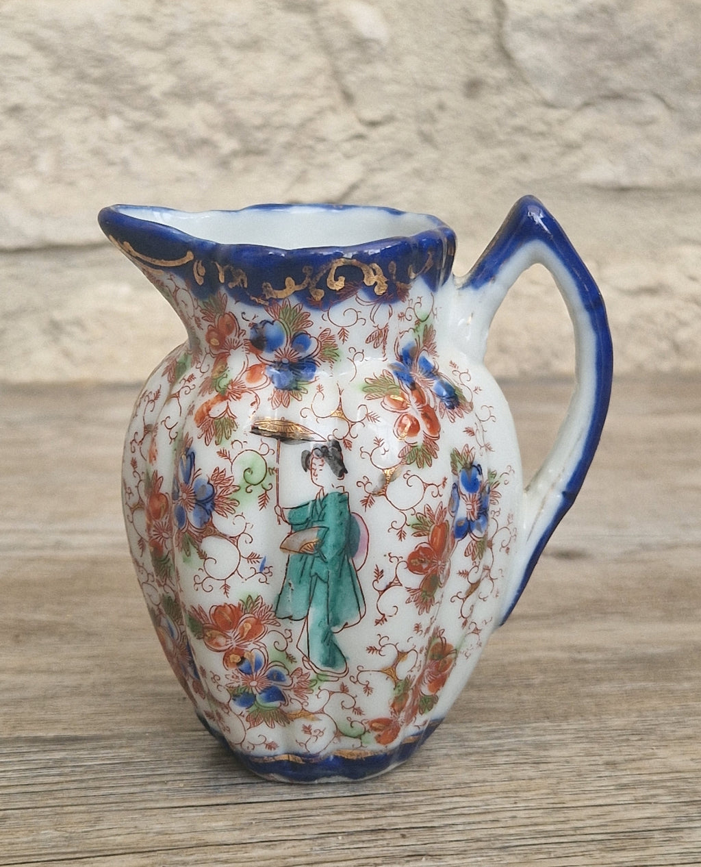 Small Antique Japanese Decorative Ceramic Creamer Jug