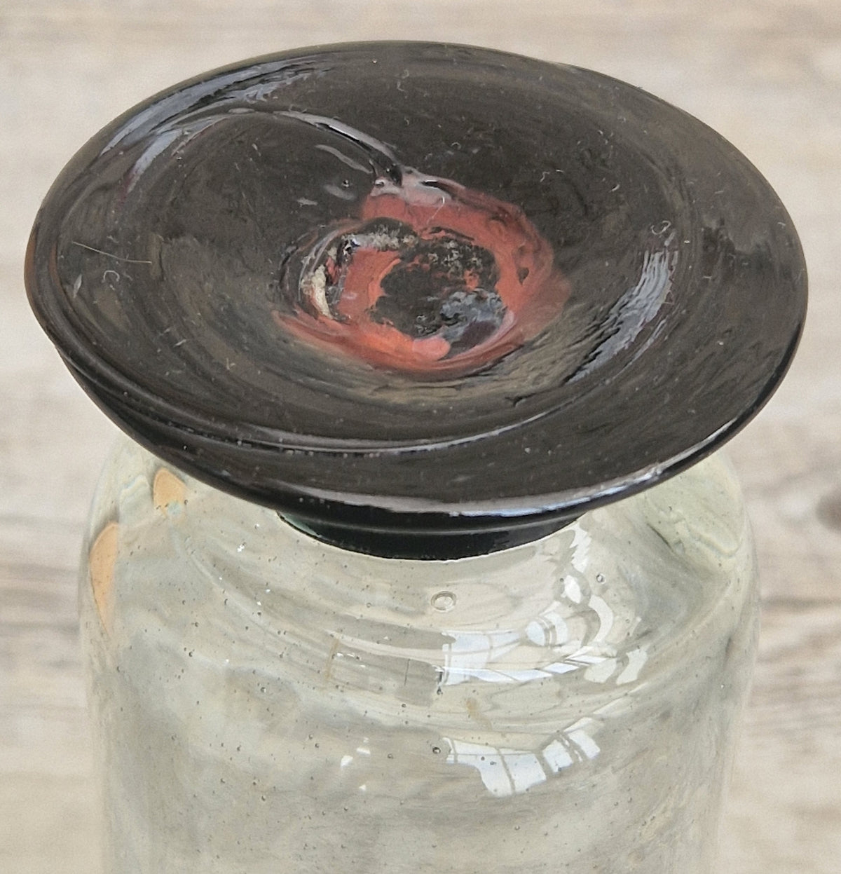 Rare Antique Regency Apothecary Jar c. 1800-1830 English Heavy Lead Crystal Specimen Glass with Fused Inky Blue-Black Rim & Foot