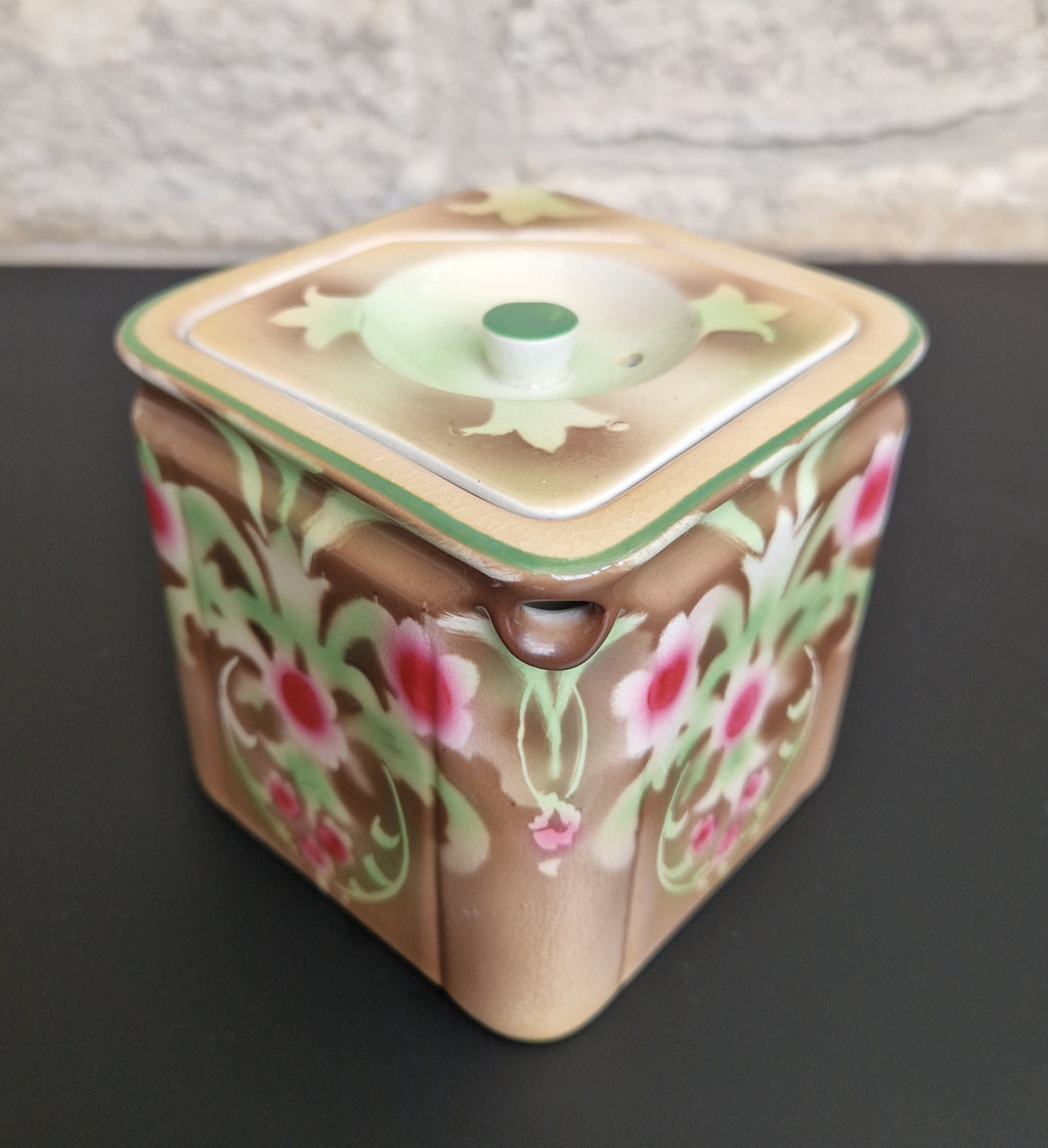 Vintage Art Nouveau Cube Teapot Gibson & Sons Ltd Burslem
