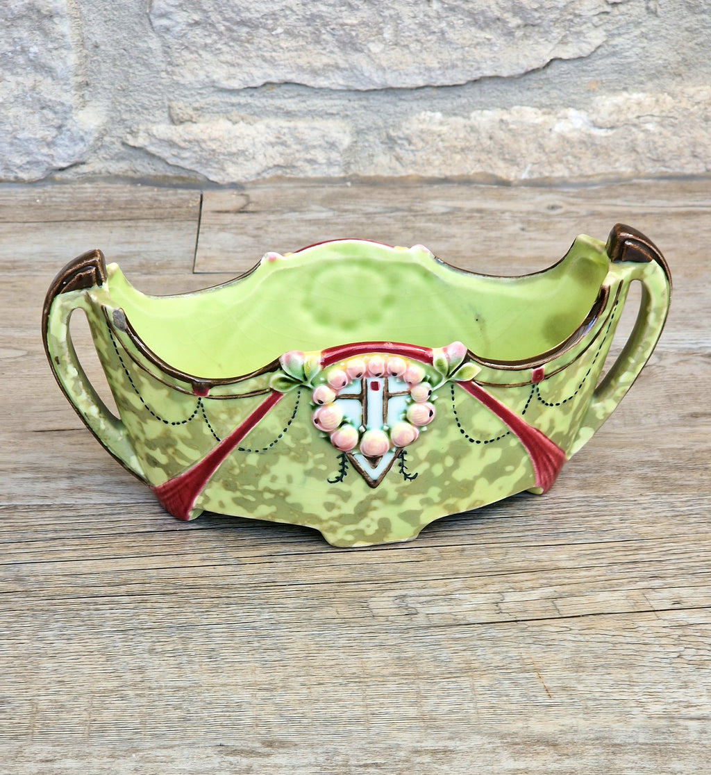Art Nouveau Duxer Babotine Planter: Antique Hand-Painted Jardiniere