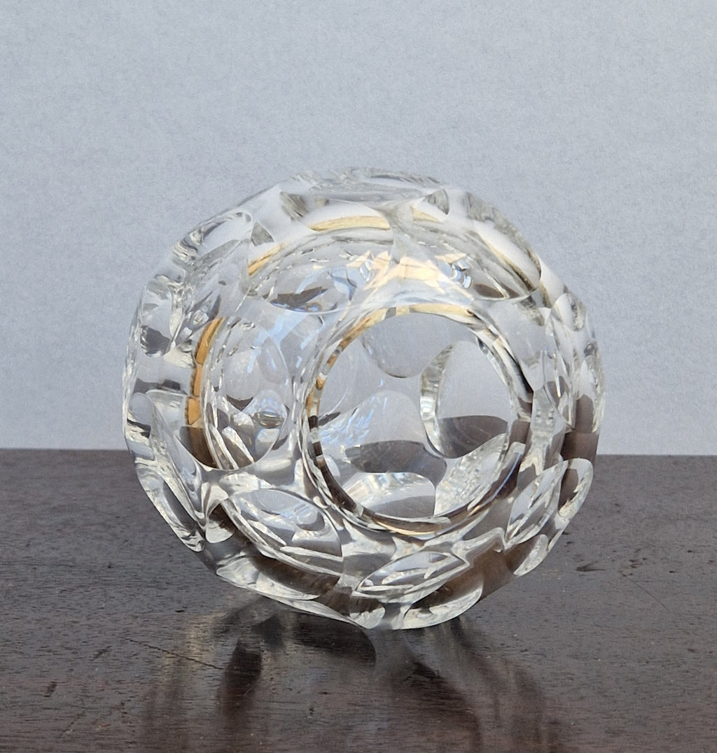 Antique 1930s Orrefors Sweden Sven Palmqvist Optic Cut Crystal Vase 1730/7 Art Deco