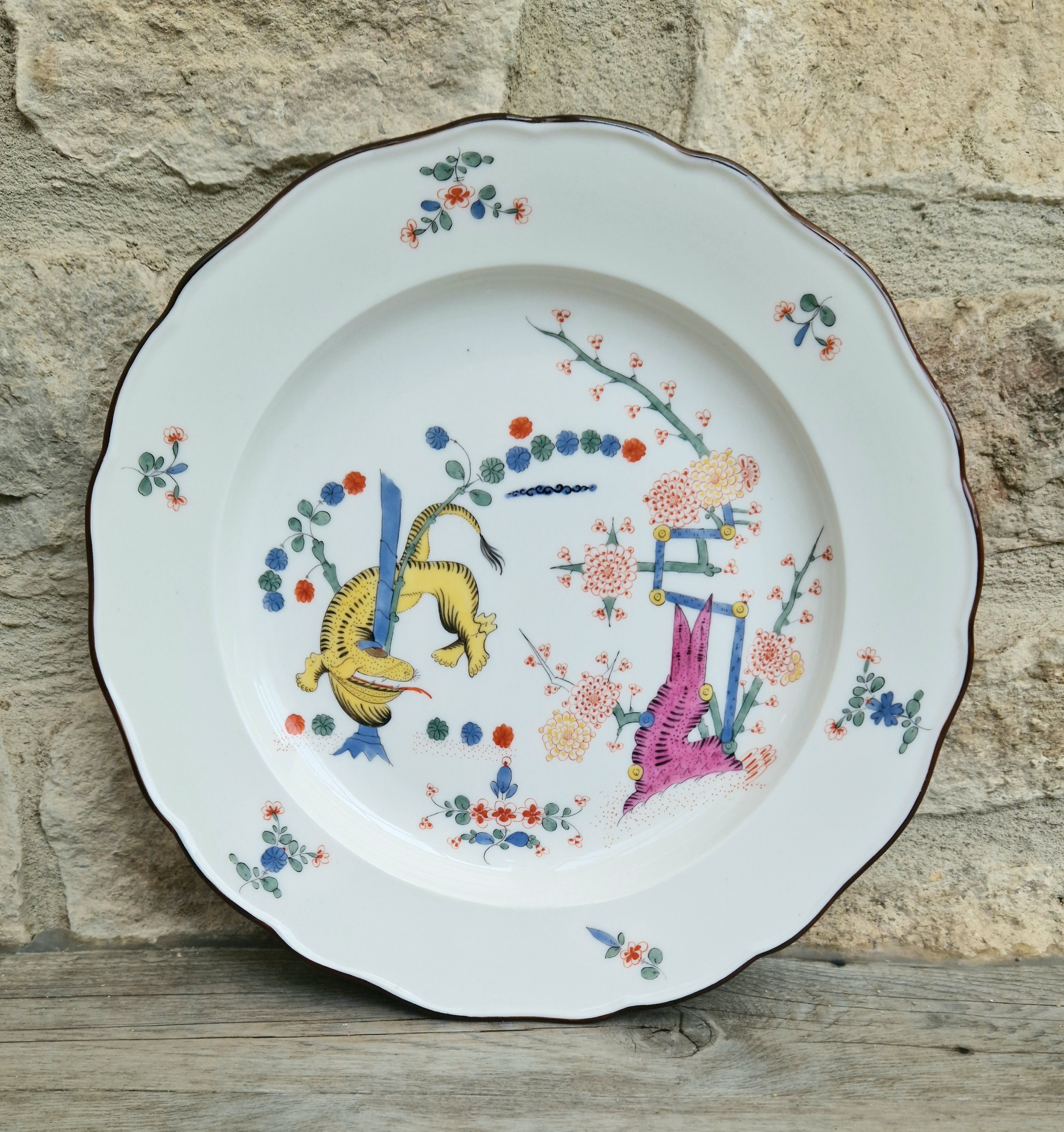 Antique MEISSEN KAKIEMON "Gelber Löwe" Yellow Tiger Pattern 1st Quality Plate 25cm