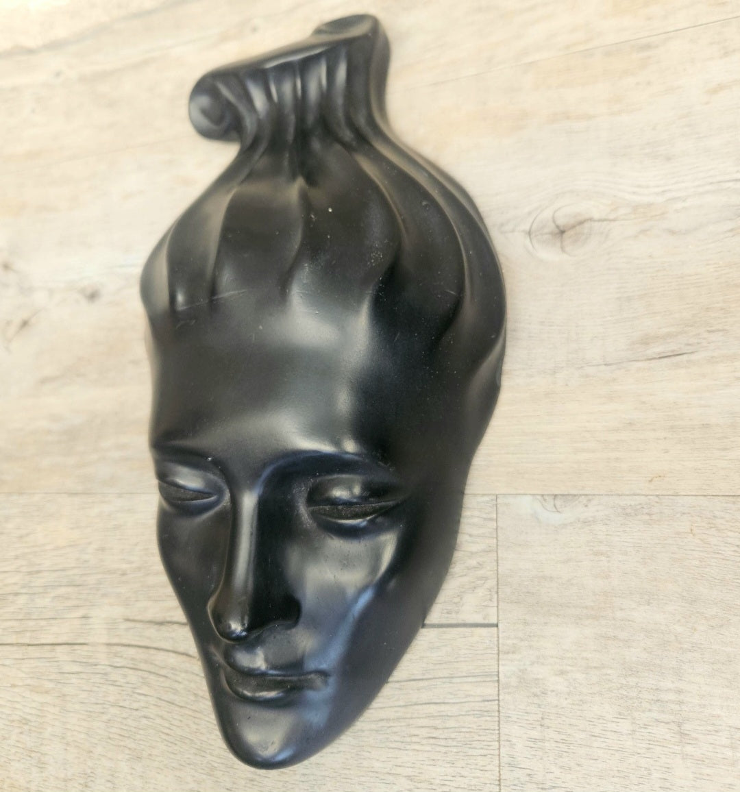 Midecentury Ceramic Female Face Mask Wall Plaque Art Female Face Sculpture Wall Art Decor