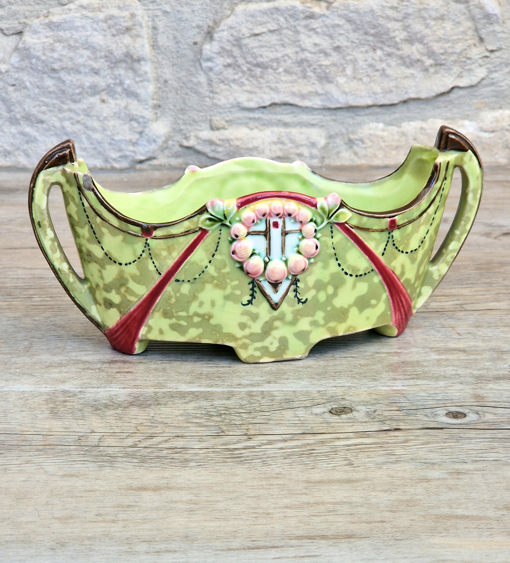 Art Nouveau Duxer Babotine Planter: Antique Hand-Painted Jardiniere