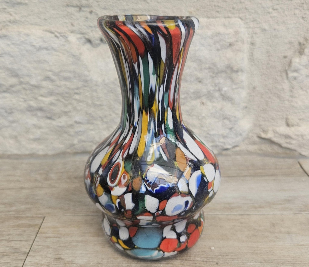 Vintage Italian Fratelli Toso Murano Vase 13cm Tall Multicoloured Hand Blown