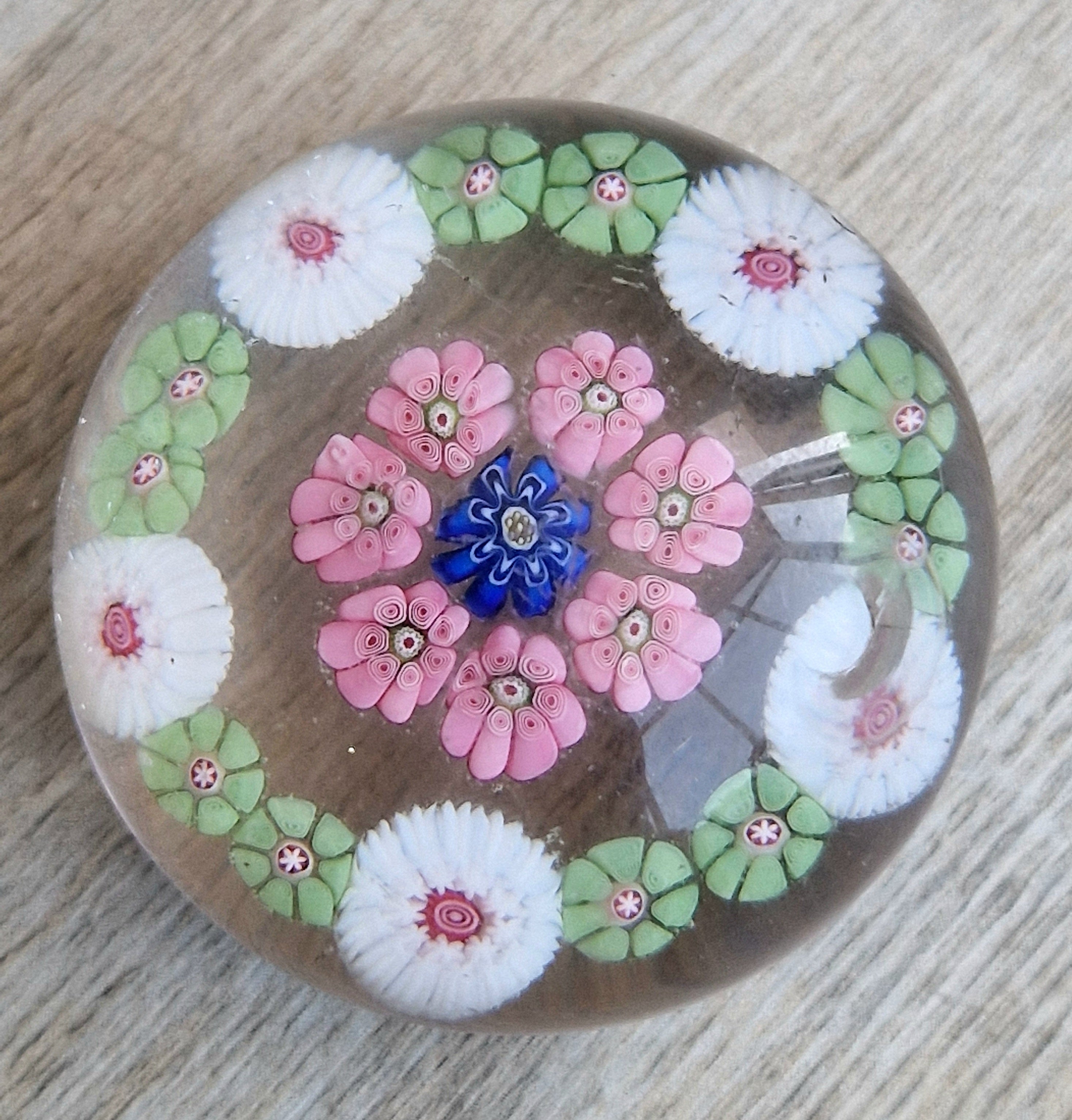 Antique Clichy Miniature Spaced Millefiori Glass Paperweight – c.1850 – 4.6cm Bruised
