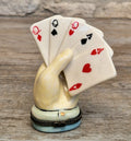 Vintage Rare Limoges Ceramic Poker Hand Full House Card Trinket Pill Box Casino