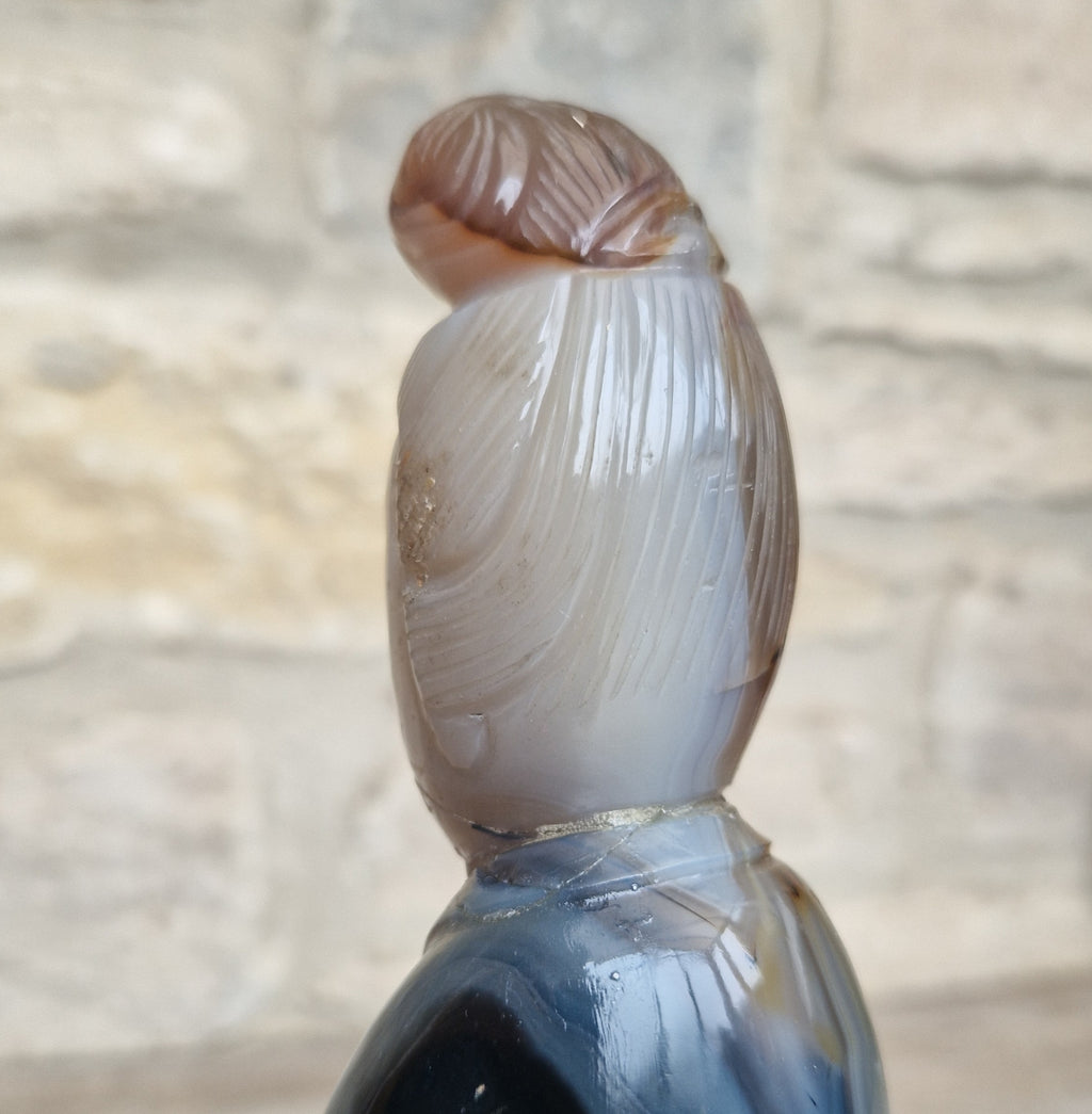 Antique Carved Chinese Agate Figure Kuan Yin Bodhisattva of Compassion *Repair