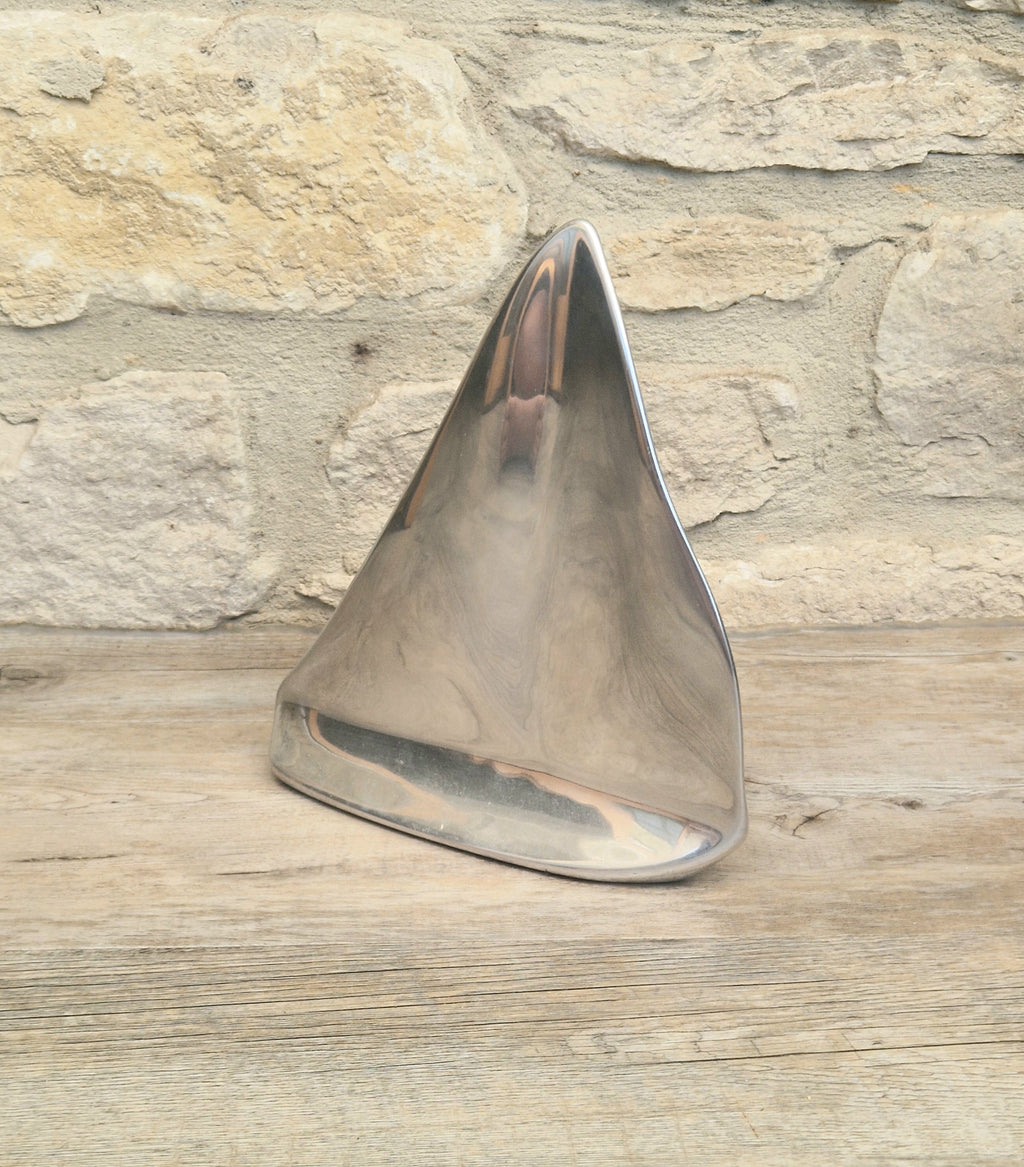 Vintage Hoselton Sailboat Stylised Aluminium Sculpture Signed Minimalist Nautical Decor