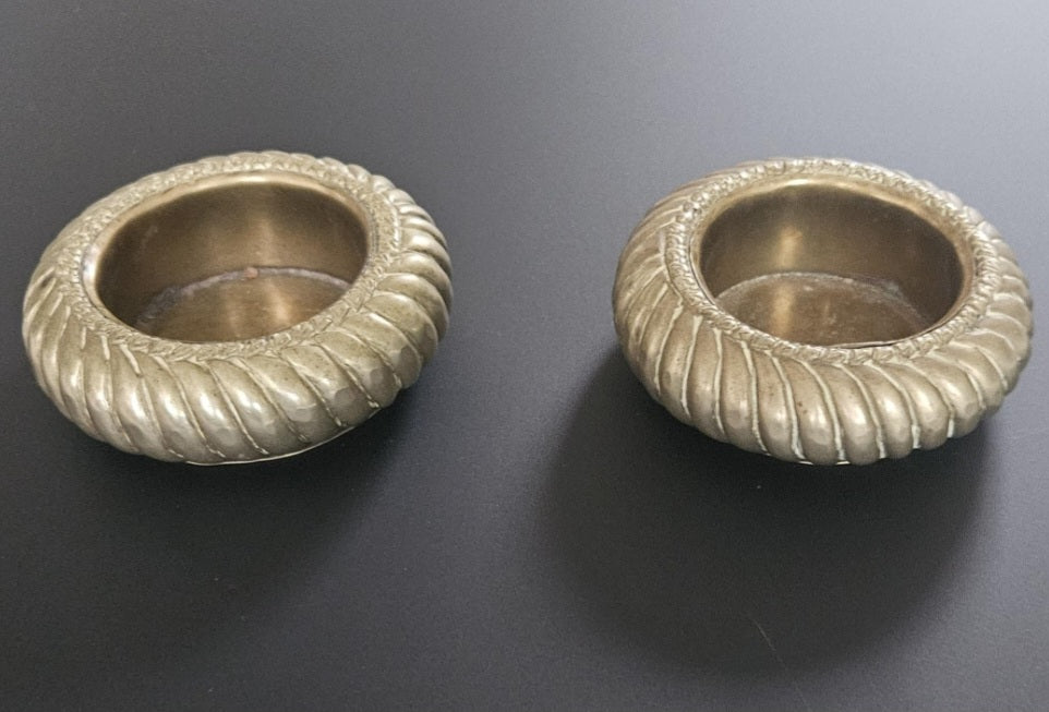 Vintage Pair Brass Tribal Bangle Bowls Vide Poche Small Mcm Brass Coffee Table Bowls