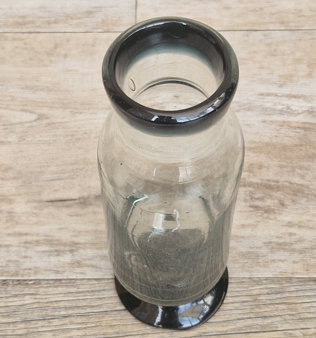 Rare Antique Regency Apothecary Jar c. 1800-1830 English Heavy Lead Crystal Specimen Glass with Fused Inky Blue-Black Rim & Foot