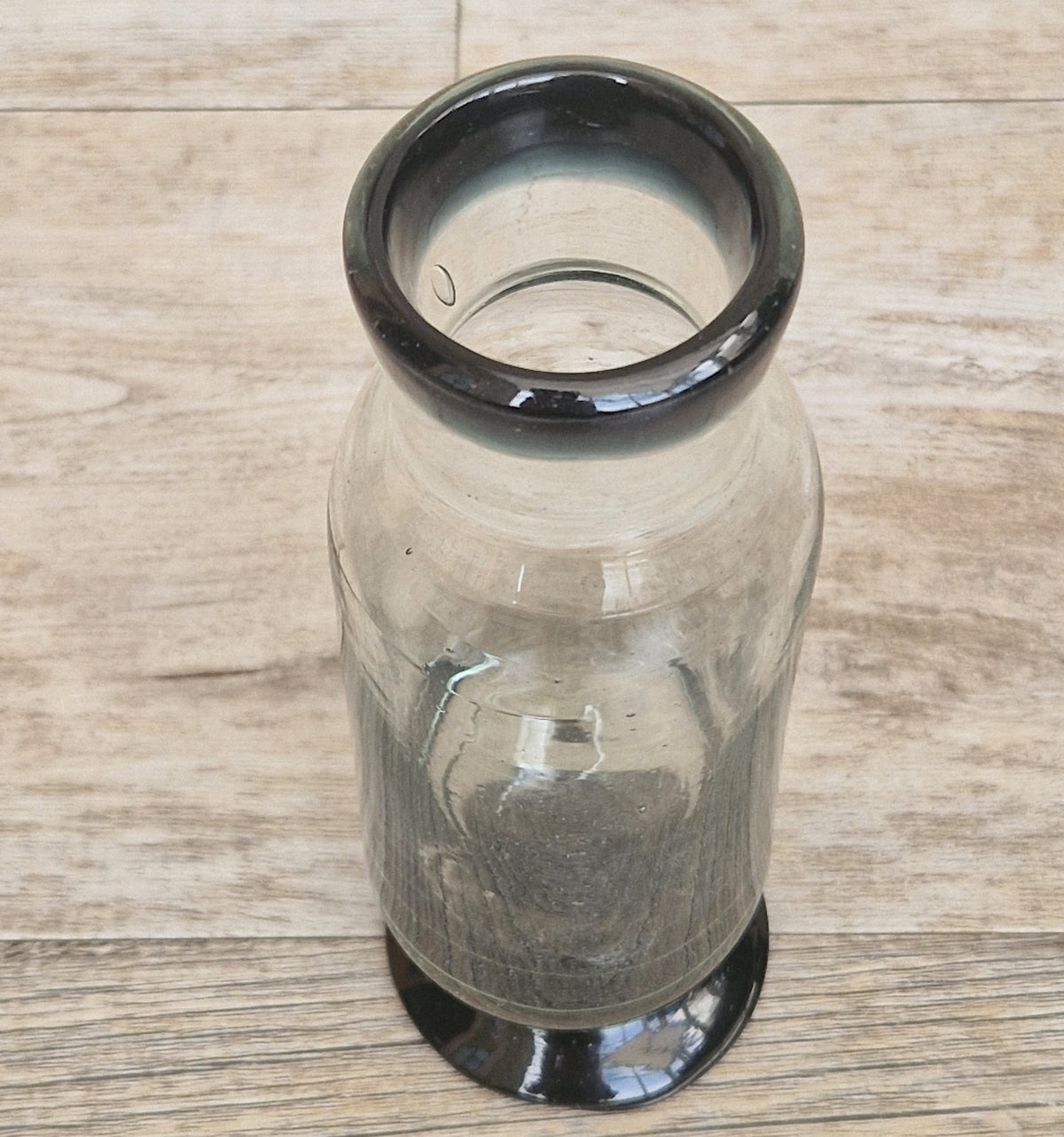 Rare Antique Regency Apothecary Jar c. 1800-1830 English Heavy Lead Crystal Specimen Glass with Fused Inky Blue-Black Rim & Foot