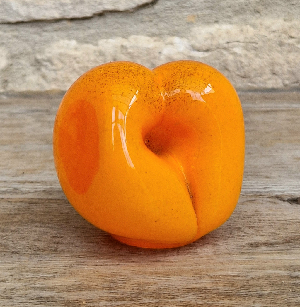 Oiva Toikka Iittala Nuutajärvi Glass Peach Paperweight Frutta Orange Fruit Figurine Finland 2000