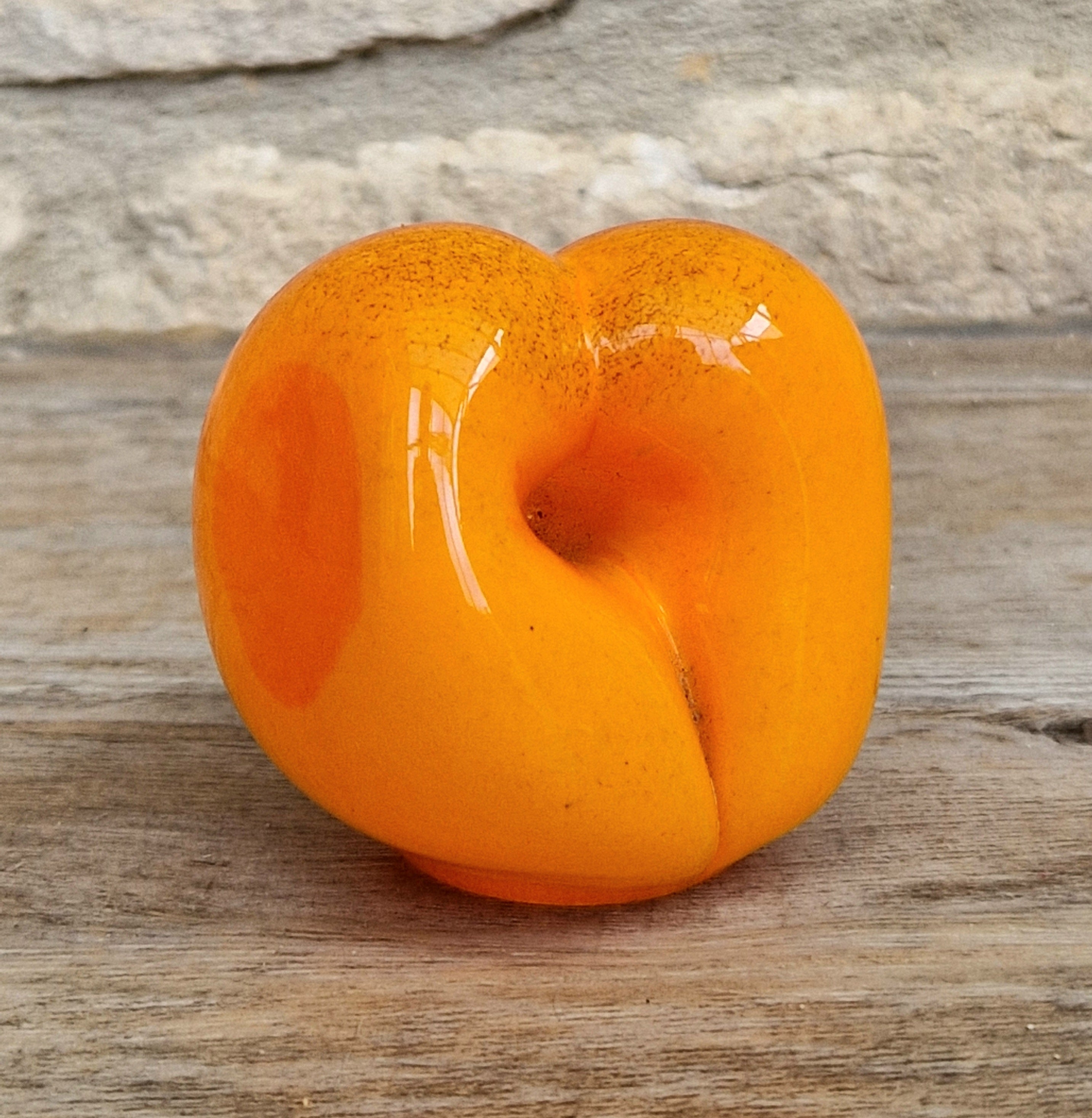 Oiva Toikka Iittala Nuutajärvi Glass Peach Paperweight Frutta Orange Fruit Figurine Finland 2000