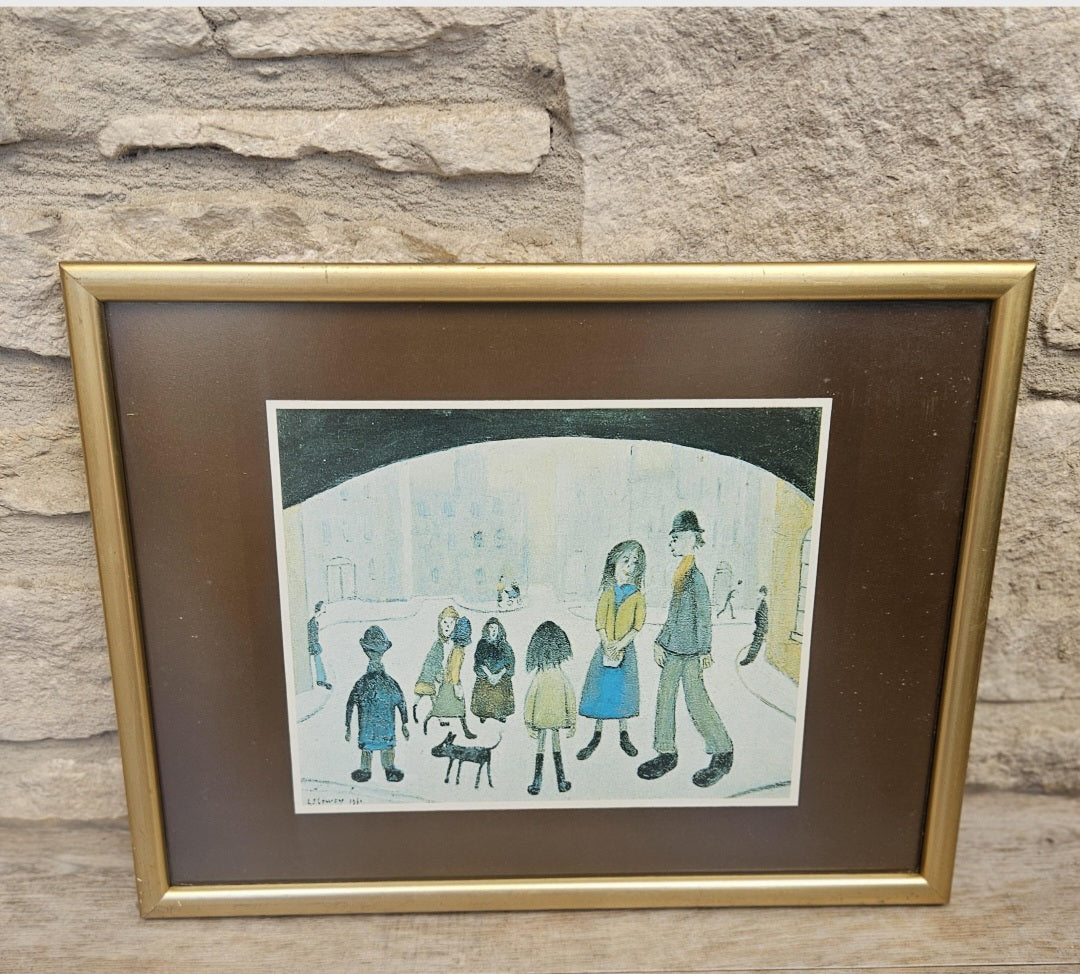 Lowry Under the Arch (1961) Framed Print Vintage 1970s Industrial England Art Collectible 32cm X 15cm