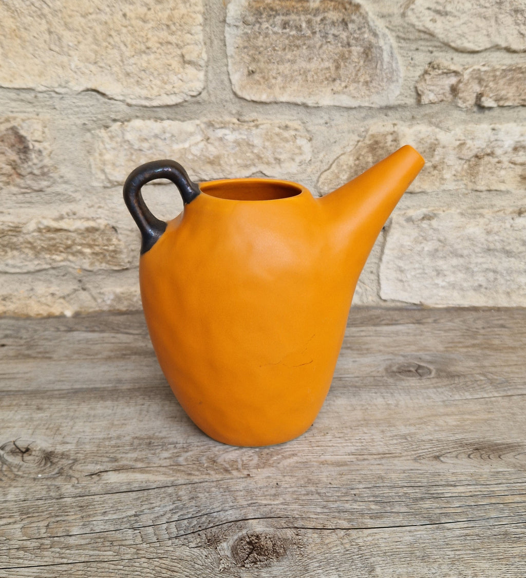 Large Habitat Water Jug Pitcher Burnt Orange Stoneware RARE Holds 1 .3/4 Litres
