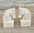 Vintage Continental White Stallion Horse Head Resin Book Ends Ornaments
