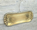 Antique Art Nouveau Brass Trinket Tray Ornate Catchall Dish Vanity Decor with Patina 24cm X 10cm