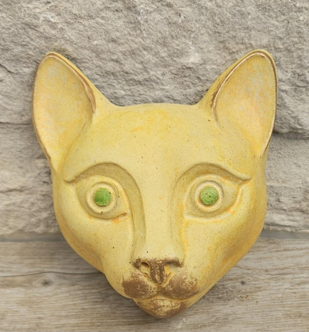 Vintage Cat Wall Sculpture Reconstituted Stone Rustic Indoor Decor Whimsical Feline Art