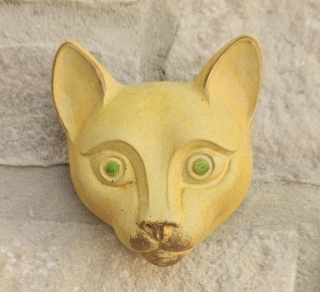 Vintage Cat Wall Sculpture Reconstituted Stone Rustic Indoor Decor Whimsical Feline Art