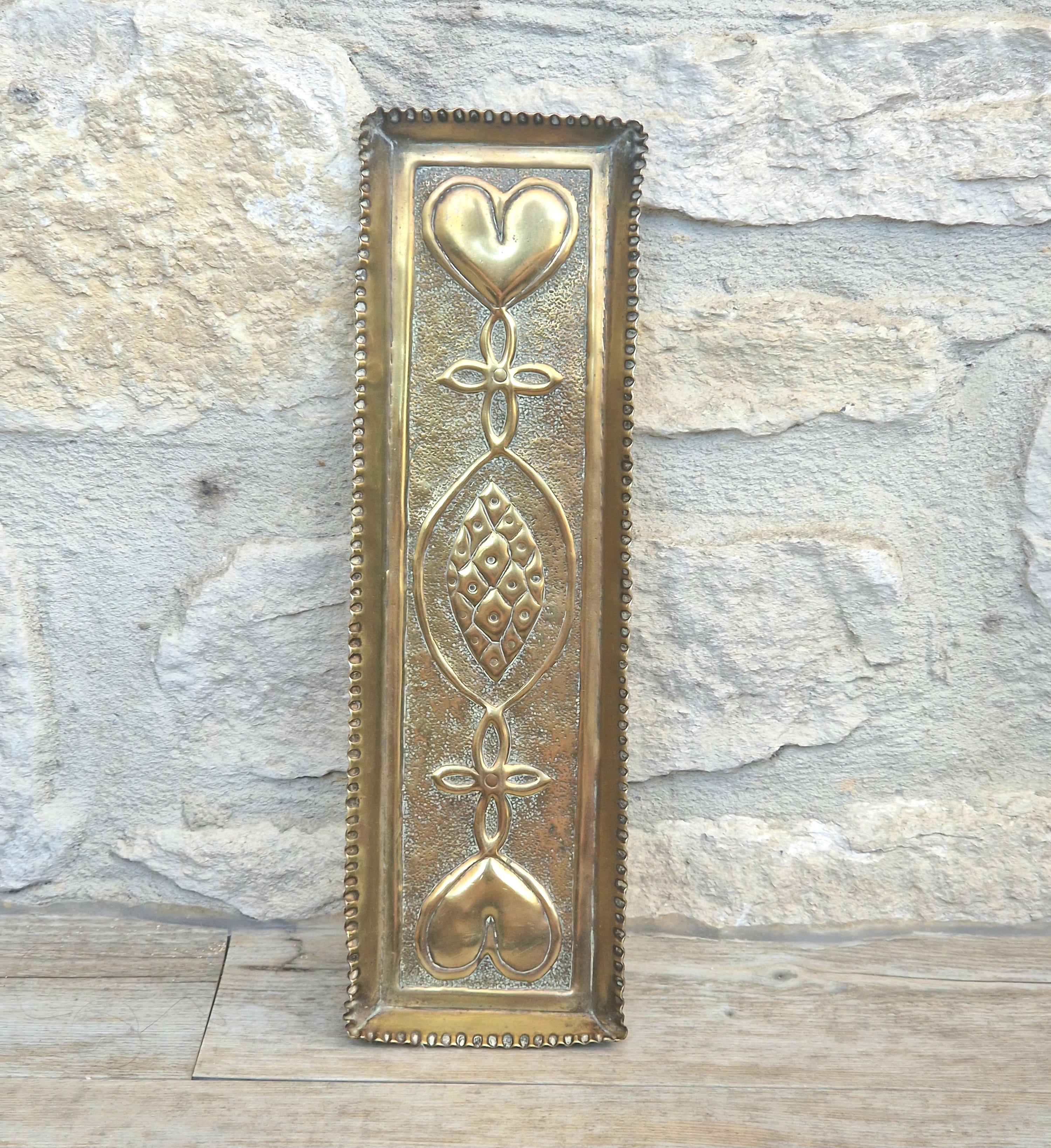 Antique Glasgow School Brass Pen Tray Margaret Gilmour Style Arts & Crafts Art Nouveau Tray