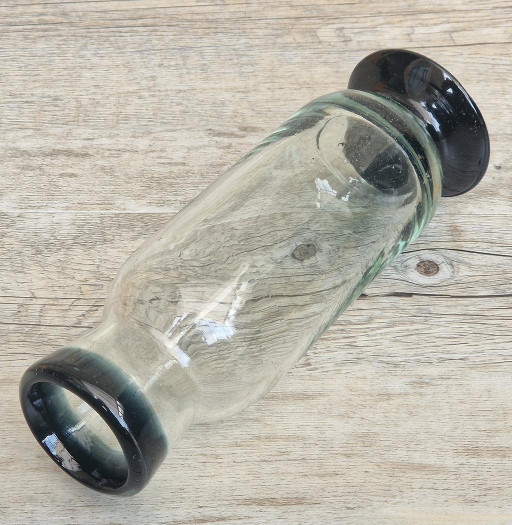 Rare Antique Regency Apothecary Jar c. 1800-1830 English Heavy Lead Crystal Specimen Glass with Fused Inky Blue-Black Rim & Foot