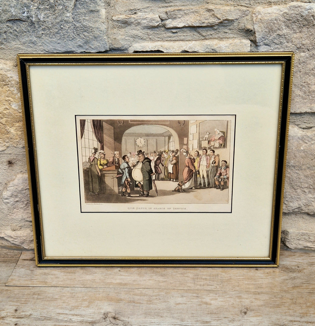 Thomas Rowlandson Lithograph Print 'Quae Genus, In Search Of Service' Framed Wall Art