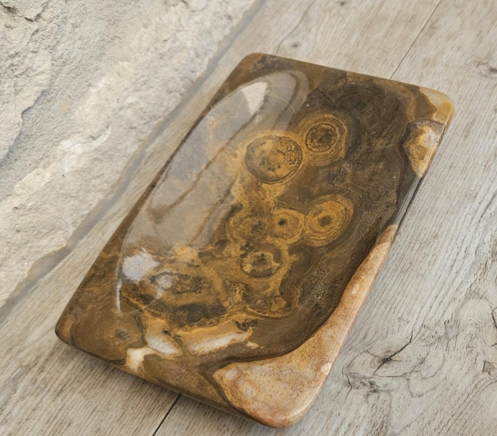 Polished Agate Trinket Dish McM Oblong Coffee Table Decor Catchall Tray 15cm X 10cm