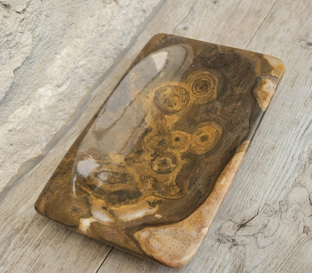 Polished Agate Trinket Dish McM Oblong Coffee Table Decor Catchall Tray 15cm X 10cm