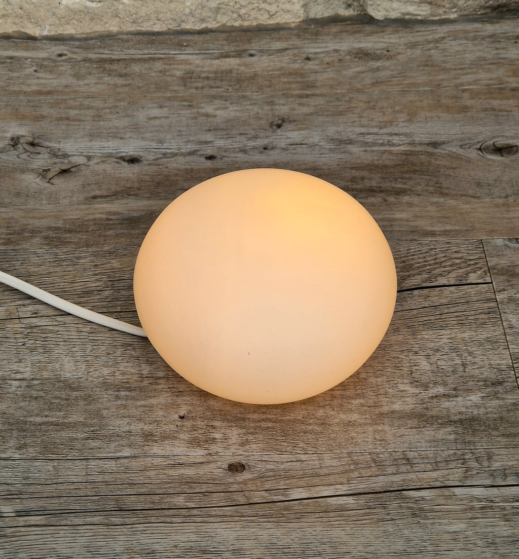 Vintage Habitat Glass Pebble Table Lamp Frosted White 12cm Minimalist Retro Ambient Desk Light