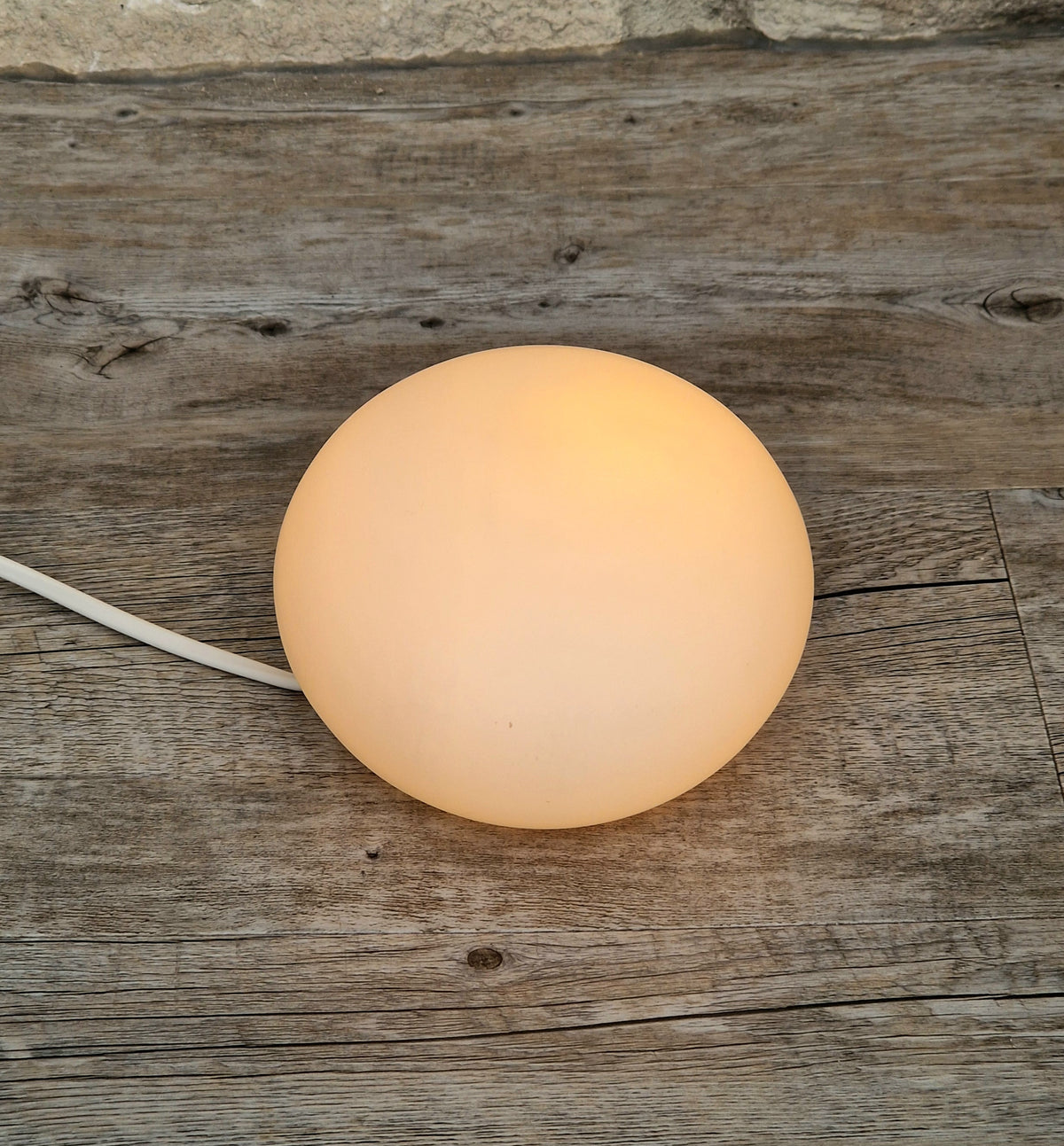 Vintage Habitat Glass Pebble Table Lamp Frosted White 12cm Minimalist Retro Ambient Desk Light