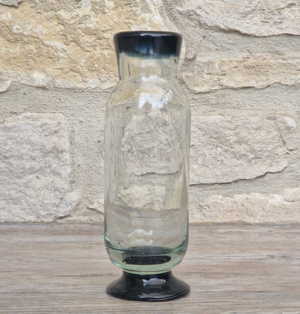 Rare Antique Regency Apothecary Jar c. 1800-1830 English Heavy Lead Crystal Specimen Glass with Fused Inky Blue-Black Rim & Foot