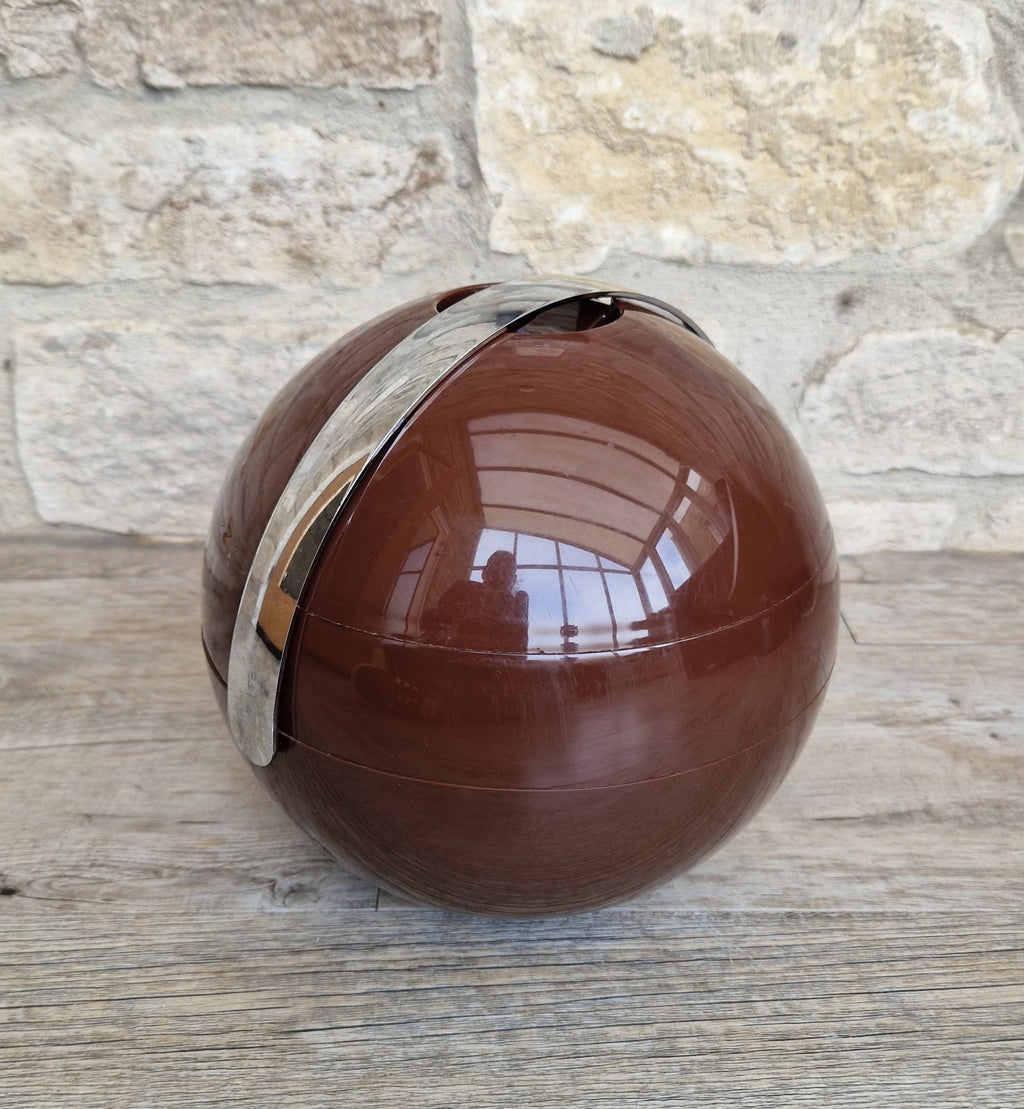 Vintage Guzzini Deep Brown Stella Ice Bucket Designed by Paolo Tilche 1970s