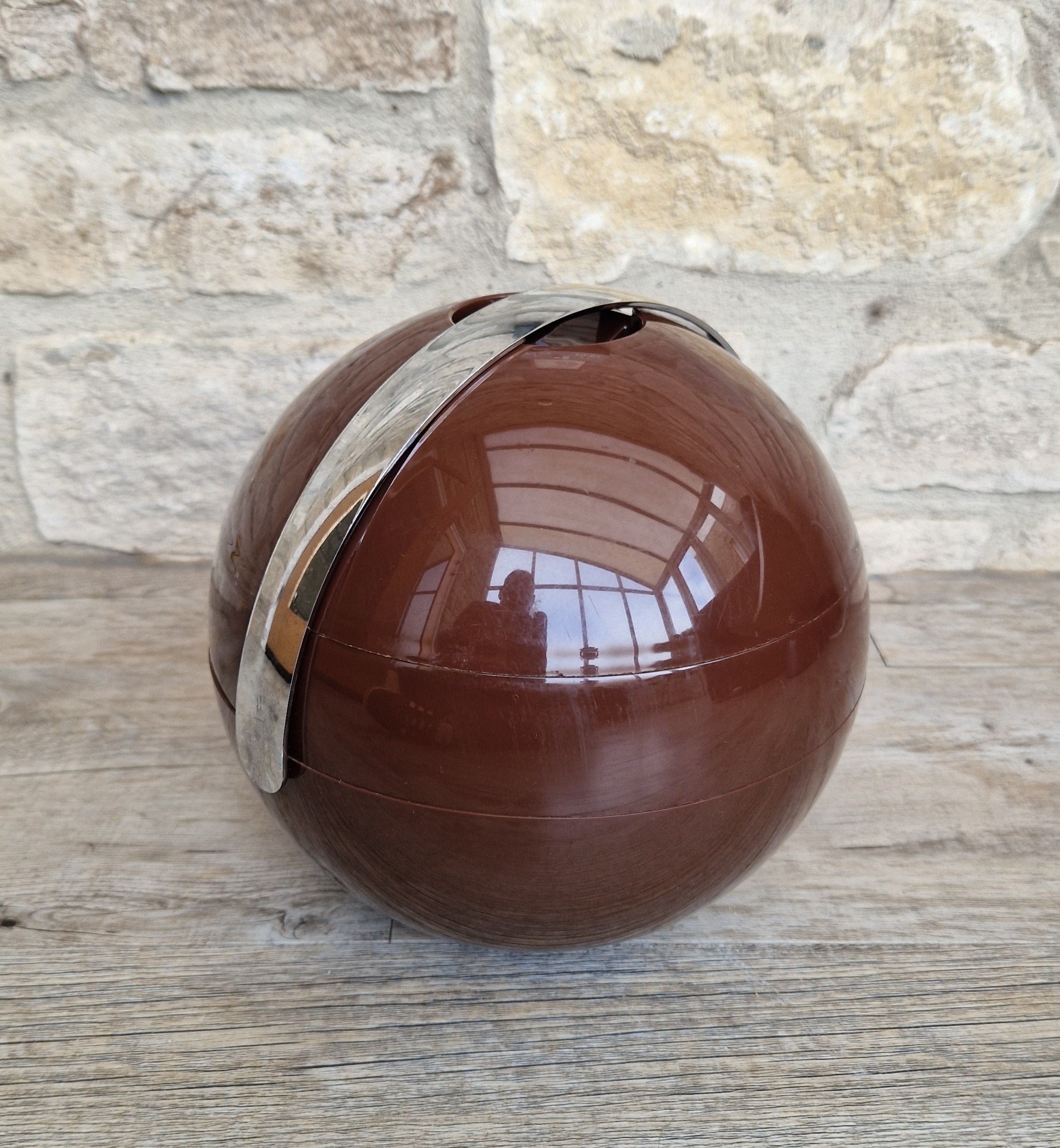 Vintage Guzzini Deep Brown Stella Ice Bucket Designed by Paolo Tilche 1970s