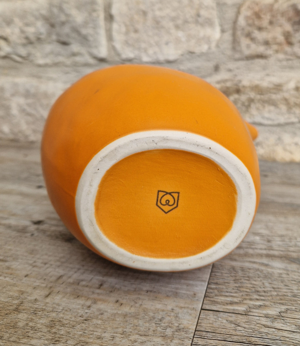 Large Habitat Water Jug Pitcher Burnt Orange Stoneware RARE Holds 1 .3/4 Litres