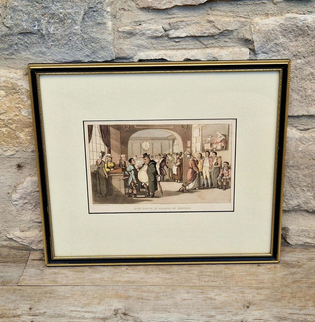 Thomas Rowlandson Lithograph Print 'Quae Genus, In Search Of Service' Framed Wall Art