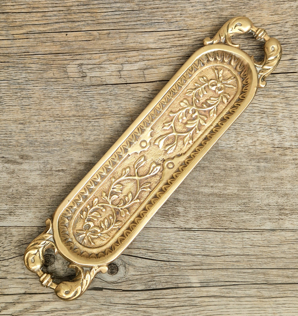 Antique French Cast Brass Pen Tray DL Déposé Ornate Rococo Desk Organizer Tidy 1890