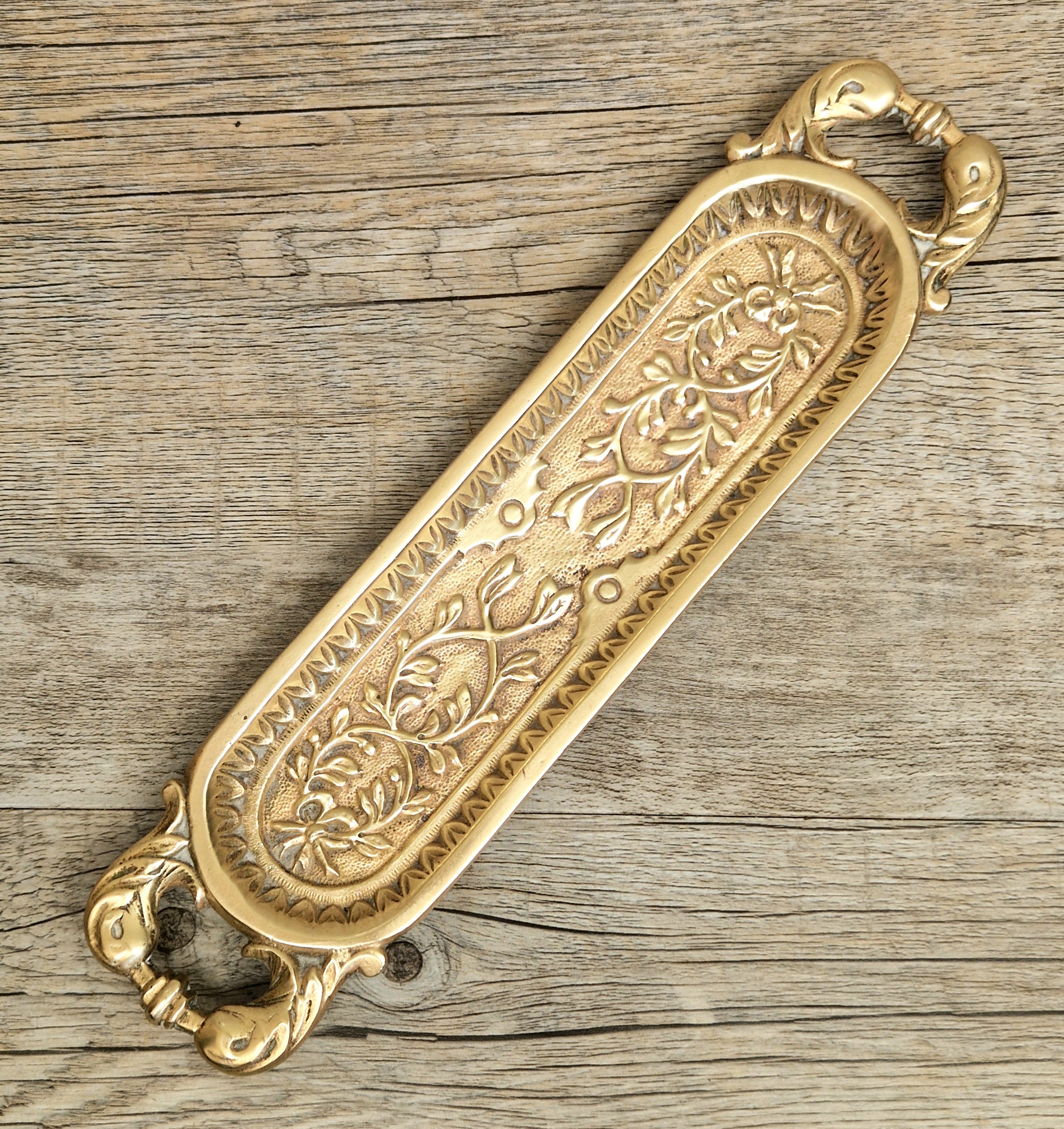 Antique French Cast Brass Pen Tray DL Déposé Ornate Rococo Desk Organizer Tidy 1890