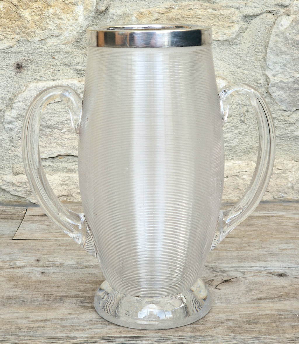 Antique Victorian Stevens & Williams Threaded Glass Twin Handled Vessel c.1900