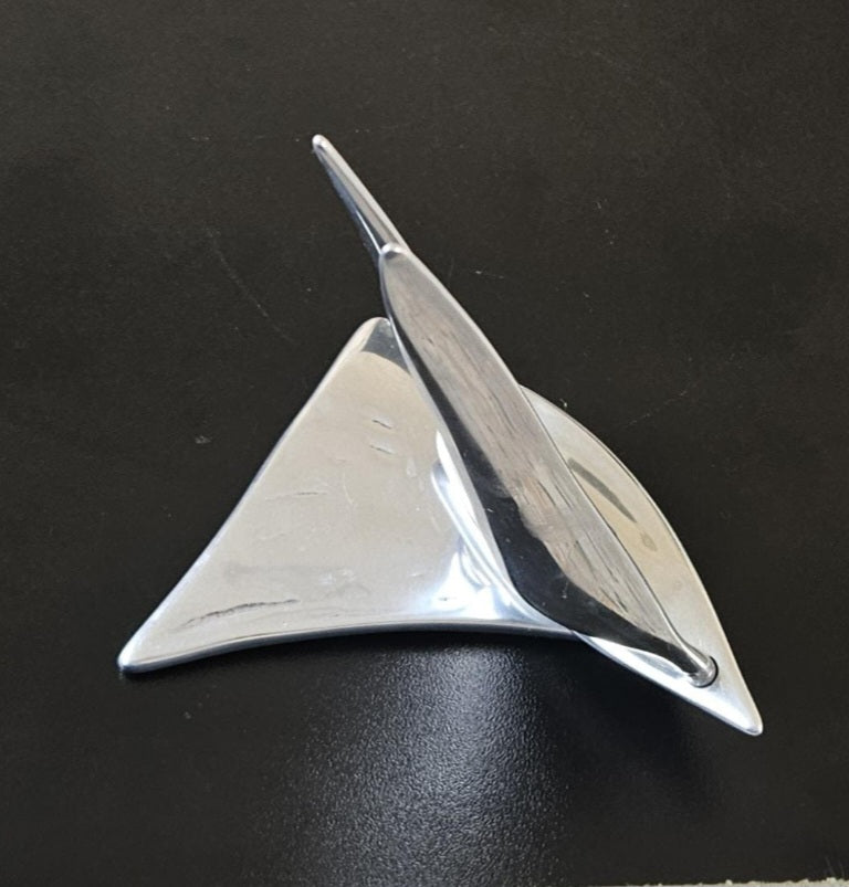 Vintage Small Hoselton Sailing Boat Art Sculpture Nautical Maritime Canadian Artist Cast Aluminum 16cm Tall X 13.5 Across